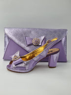 Lilac Semi-Scaled Set - Italian Shoe and Bag Set - Classic Shoes London