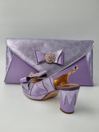 Lilac Semi-Scaled Set - Italian Shoe and Bag Set - Classic Shoes London