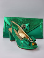 Green Semi-Scaled Set - Italian Shoe and Bag Set - Classic Shoes London