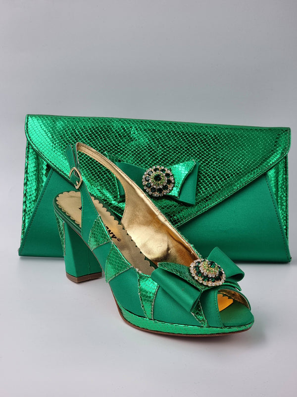 Green Semi-Scaled Set - Italian Shoe and Bag Set - Classic Shoes London