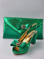 Green Semi-Scaled Set - Italian Shoe and Bag Set - Classic Shoes London