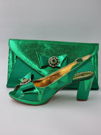 Green Semi-Scaled Set - Italian Shoe and Bag Set - Classic Shoes London