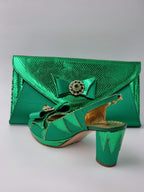 Green Semi-Scaled Set - Italian Shoe and Bag Set - Classic Shoes London