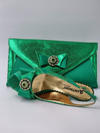 Green Semi-Scaled Set - Italian Shoe and Bag Set - Classic Shoes London