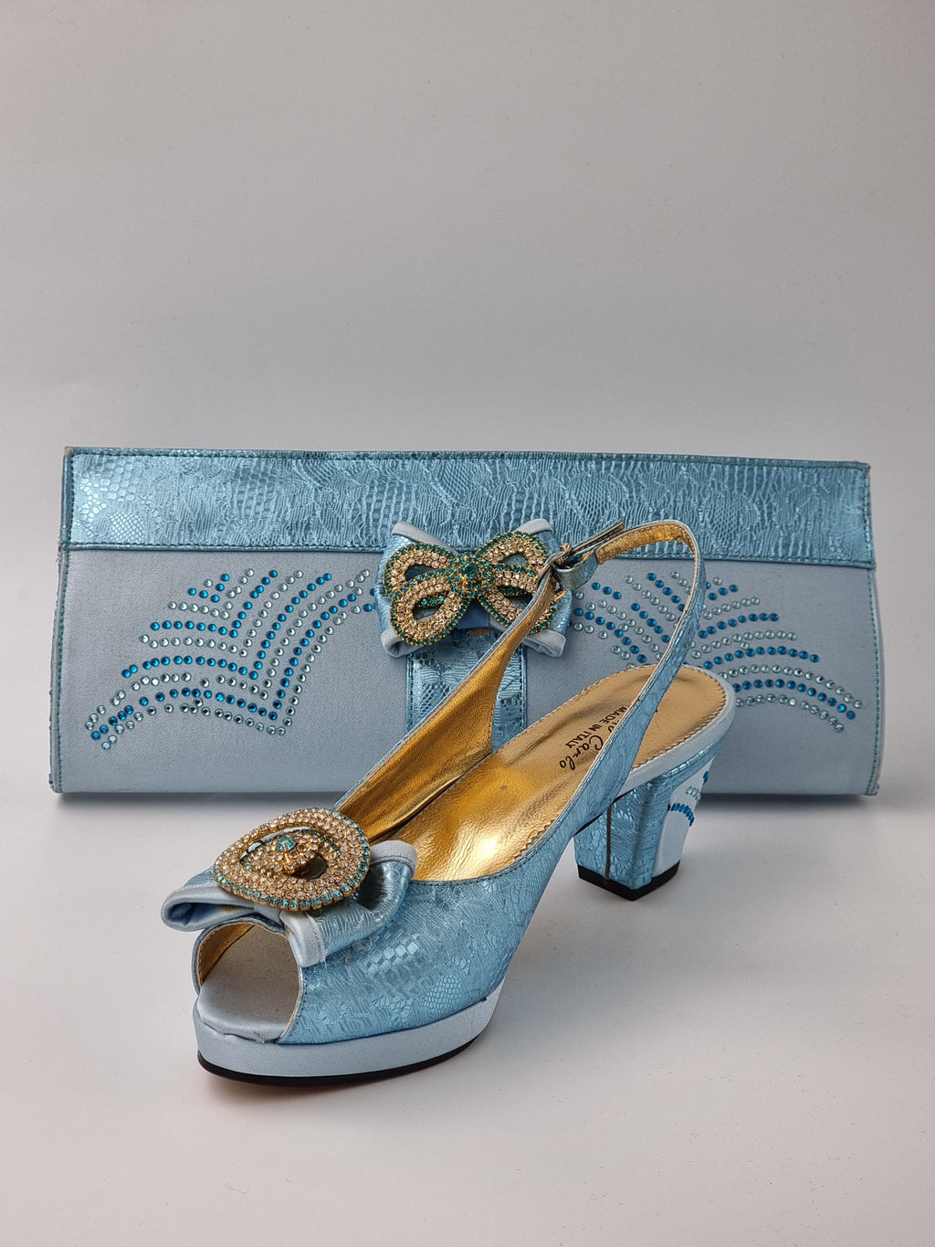 Powder Blue 'Printed' Set - Classic Shoes London