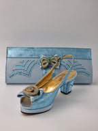 Powder Blue Printed Set - Italian Shoe and Bag Set - Classic Shoes London