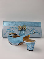Powder Blue Printed Set - Italian Shoe and Bag Set - Classic Shoes London
