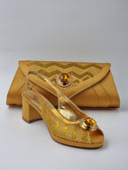 Mustard Glittered Set - Italian Shoe and Bag Set - Classic Shoes London