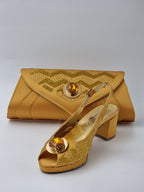 Mustard Glittered Set - Italian Shoe and Bag Set - Classic Shoes London