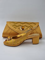 Mustard Glittered Set - Italian Shoe and Bag Set - Classic Shoes London