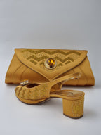 Mustard Glittered Set - Italian Shoe and Bag Set - Classic Shoes London