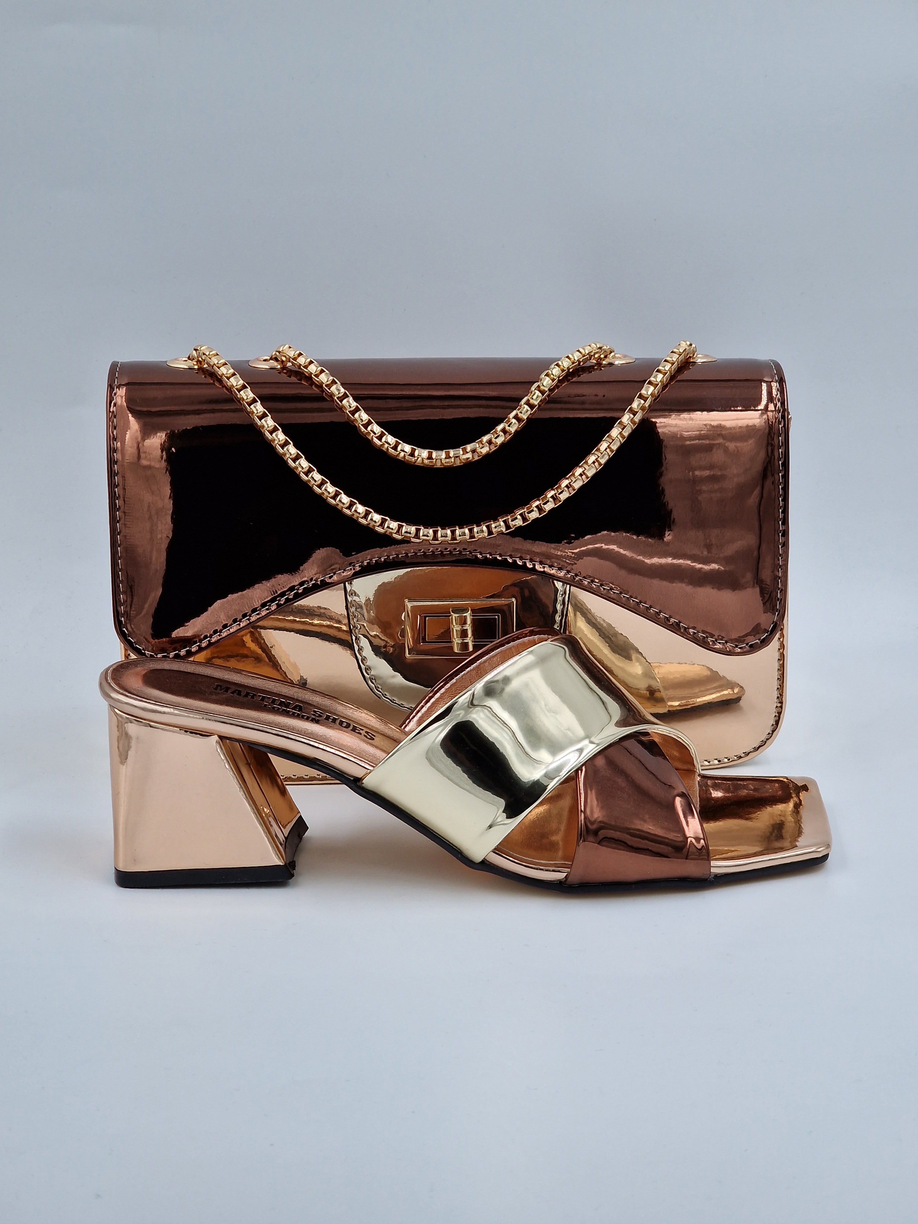 Gold/Rose Gold/Choc 'Cross' Set - Classic Shoes London