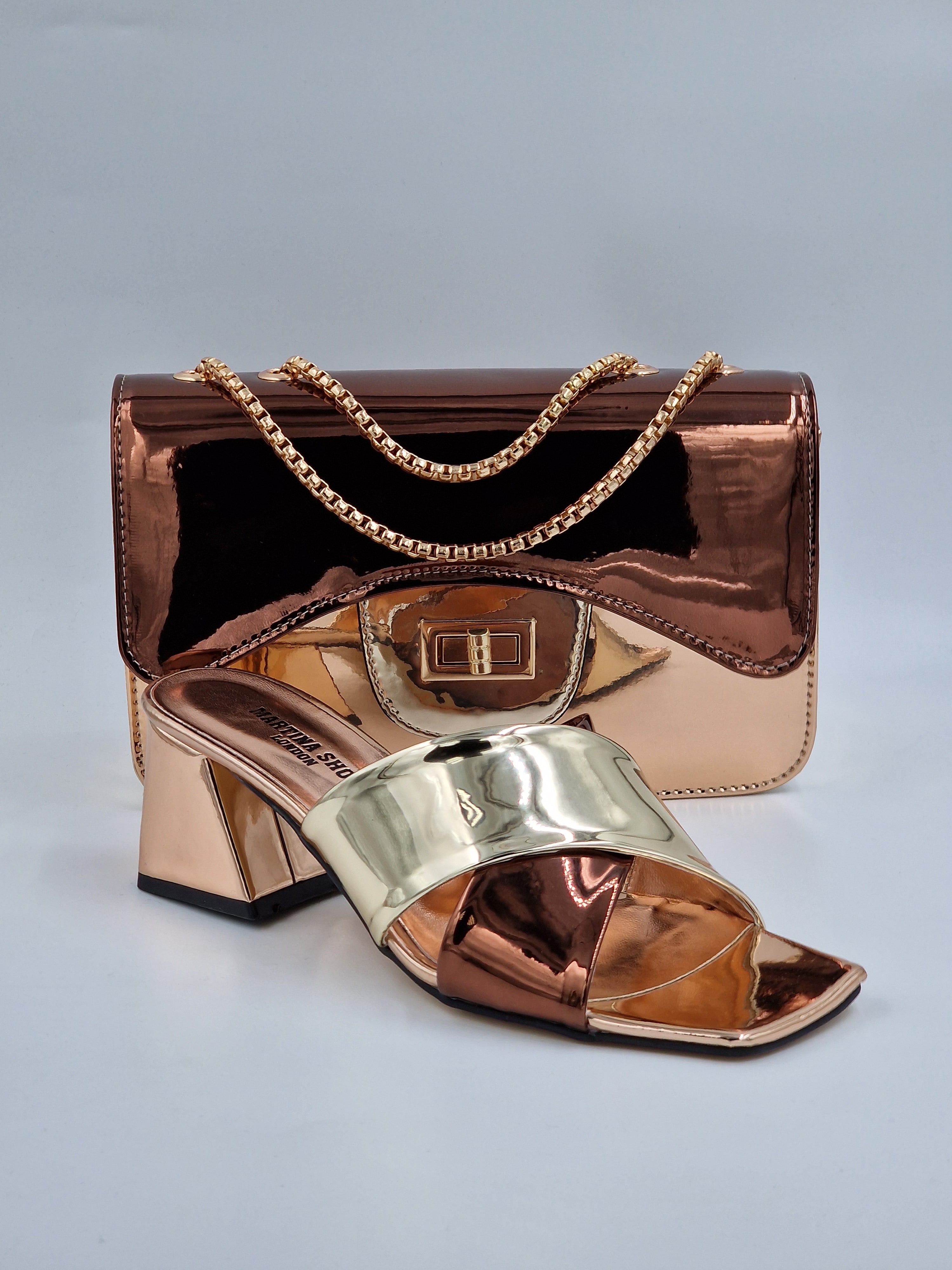 Gold/Rose Gold/Choc 'Cross' Set - Classic Shoes London