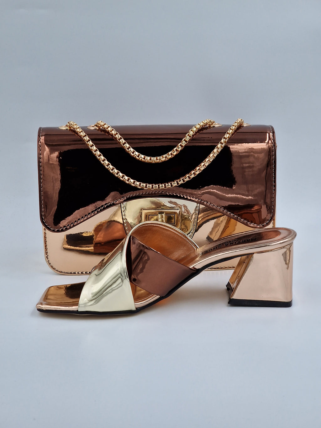 Gold/Rose Gold/Choc 'Cross' Set - Classic Shoes London