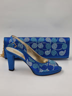 Mara Visone Royal Blue Paisley Set - Italian Shoe and Bag Set - Classic Shoes London