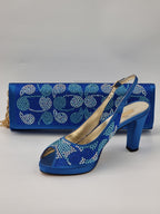 Mara Visone Royal Blue Paisley Set - Italian Shoe and Bag Set - Classic Shoes London