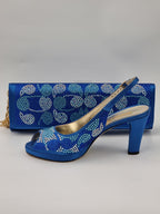 Mara Visone Royal Blue Paisley Set - Italian Shoe and Bag Set - Classic Shoes London