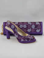 Mara Visone Purple Paisley Set - Italian Shoe and Bag Set - Classic Shoes London