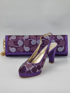 Mara Visone Purple Paisley Set - Italian Shoe and Bag Set - Classic Shoes London