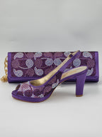 Mara Visone Purple Paisley Set - Italian Shoe and Bag Set - Classic Shoes London