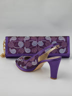 Mara Visone Purple Paisley Set - Italian Shoe and Bag Set - Classic Shoes London