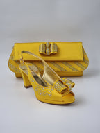 Franco Bellini Yellow Knotted Set - Italian Shoe and Bag Set - Classic Shoes London