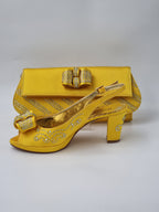 Franco Bellini Yellow Knotted Set - Italian Shoe and Bag Set - Classic Shoes London