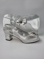 Marino Carlo Simple Silver Set - Italian Shoe and Bag Set - Classic Shoes London