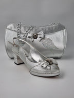 Marino Carlo Simple Silver Set - Italian Shoe and Bag Set - Classic Shoes London