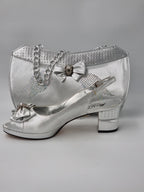 Marino Carlo Simple Silver Set - Italian Shoe and Bag Set - Classic Shoes London