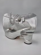 Marino Carlo Simple Silver Set - Italian Shoe and Bag Set - Classic Shoes London