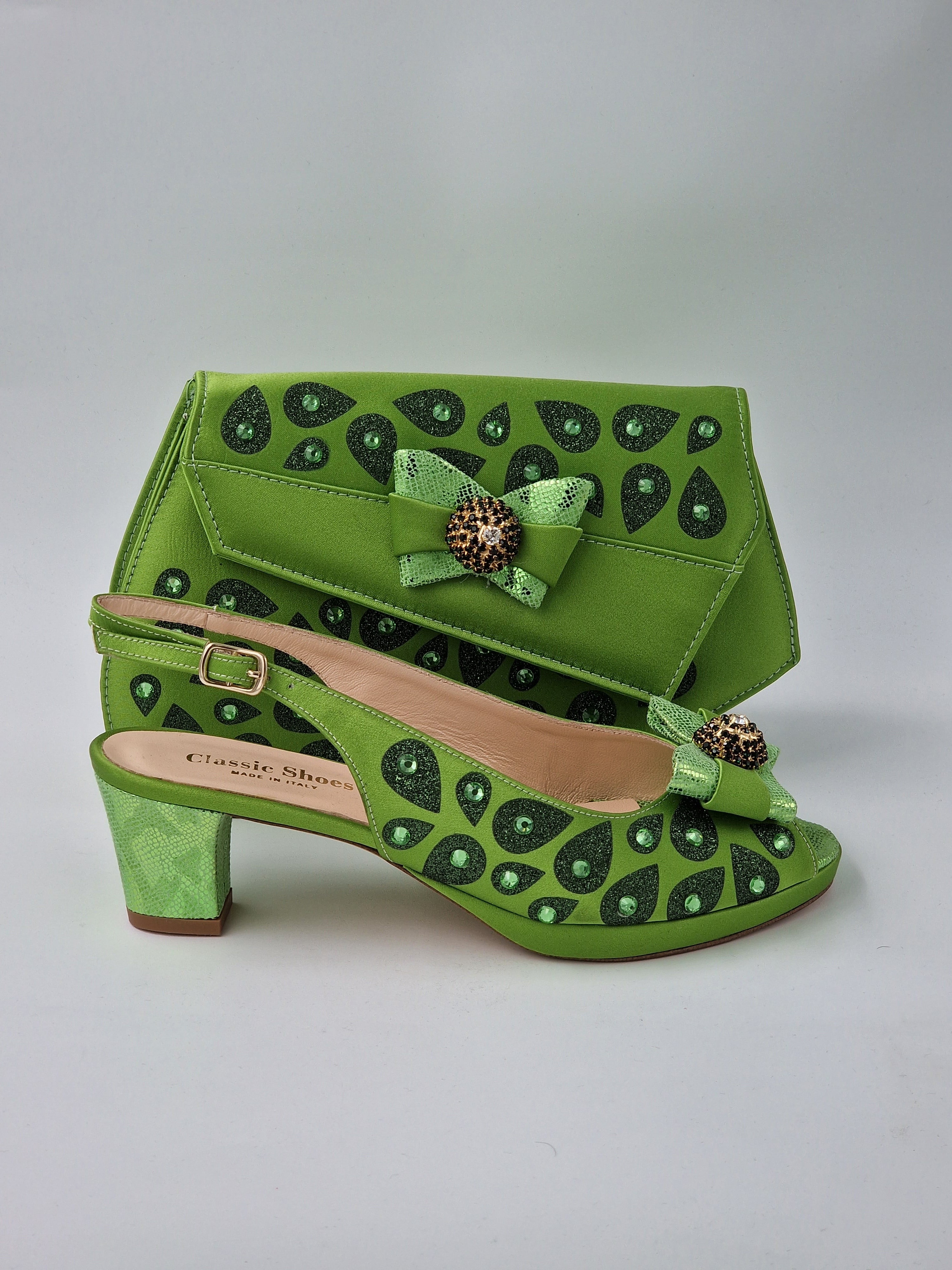 Lemon Green 'Glittered Drops' Set - Classic Shoes London