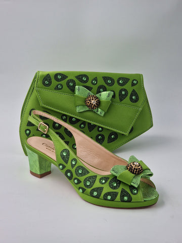 Lemon Green 'Glittered Drops' Set - Classic Shoes London