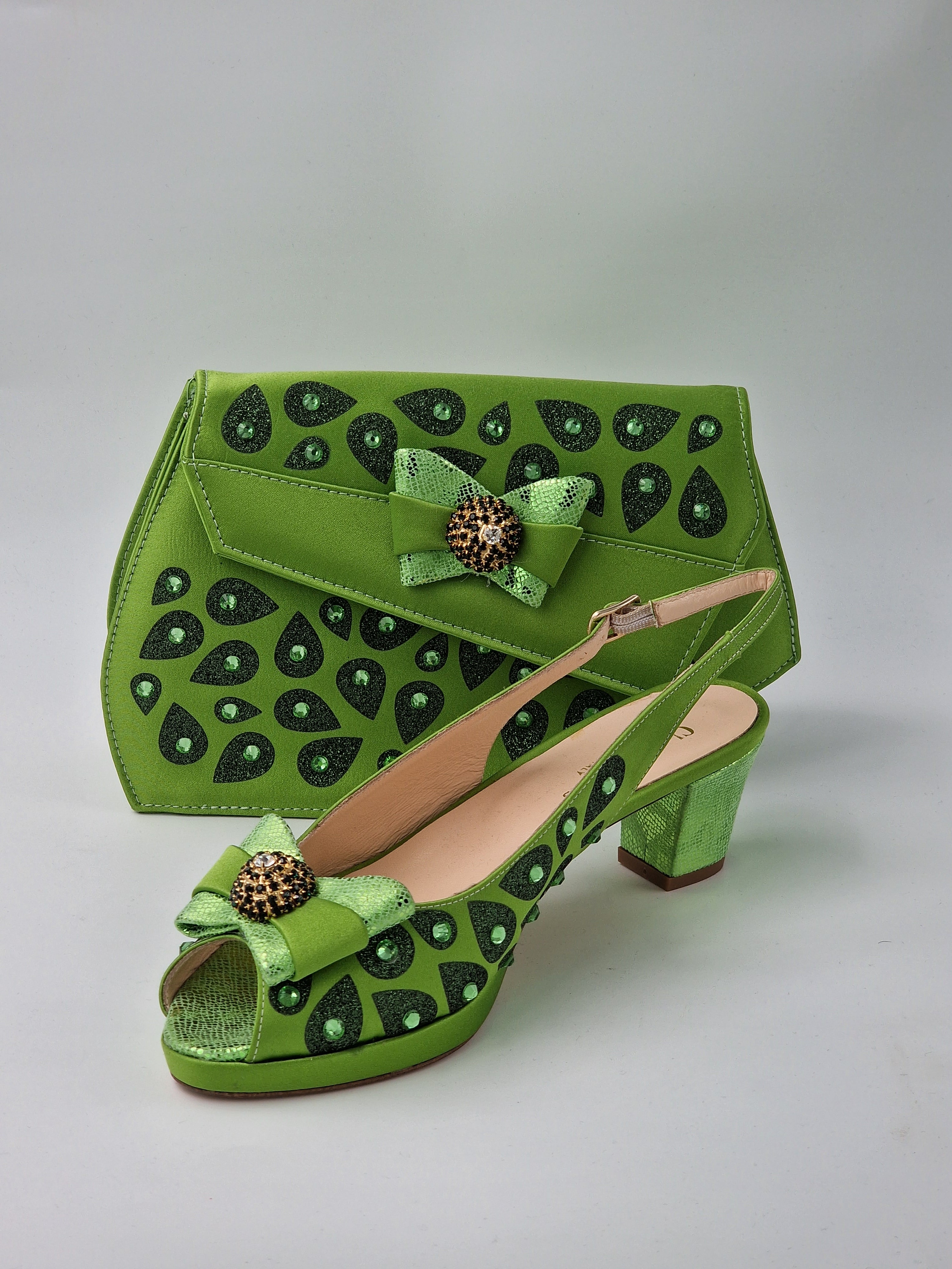 Lemon Green 'Glittered Drops' Set - Classic Shoes London