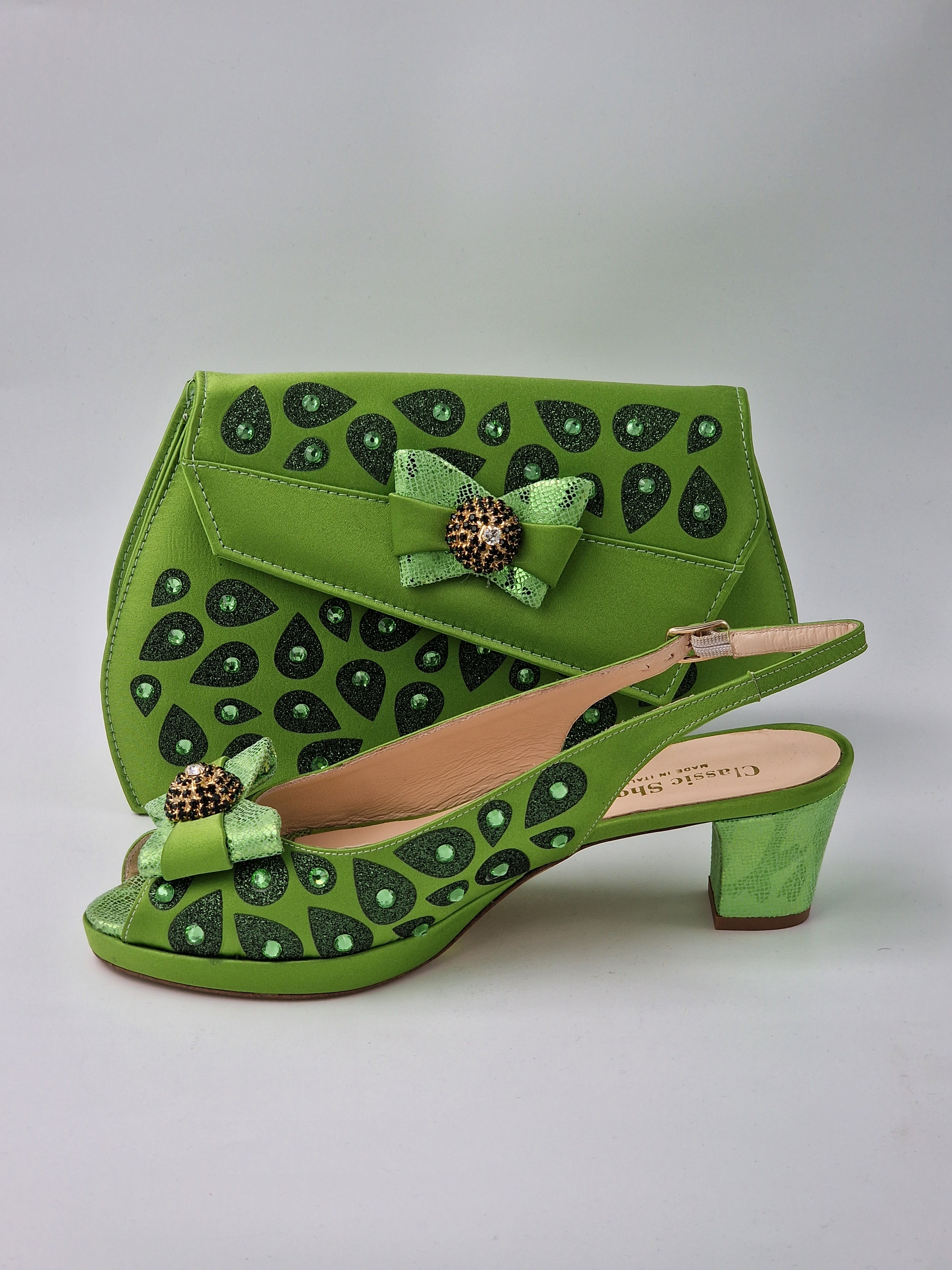 Lemon Green 'Glittered Drops' Set - Classic Shoes London