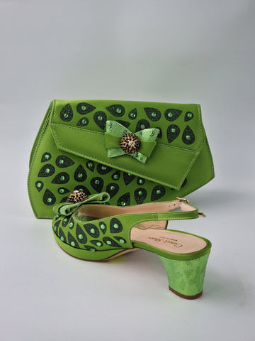 Lemon Green 'Glittered Drops' Set - Classic Shoes London