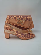 Rose Gold Glittered Drops Set - Italian Shoe and Bag Set - Classic Shoes London