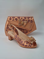 Rose Gold Glittered Drops Set - Italian Shoe and Bag Set - Classic Shoes London