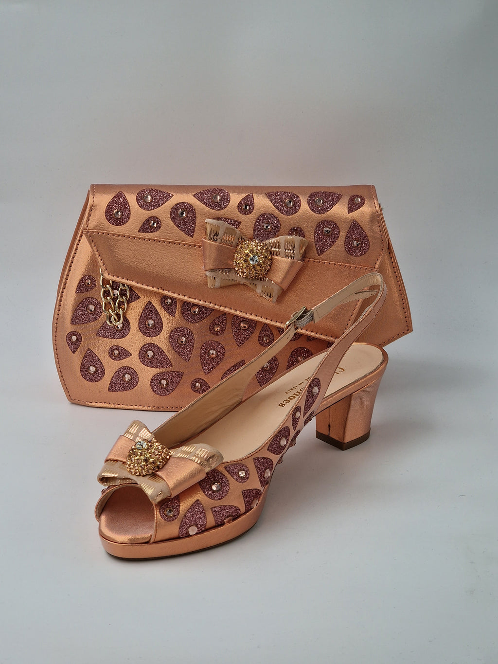 Rose Gold 'Glittered Drops' Set - Classic Shoes London