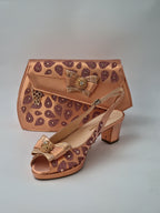 Rose Gold Glittered Drops Set - Italian Shoe and Bag Set - Classic Shoes London
