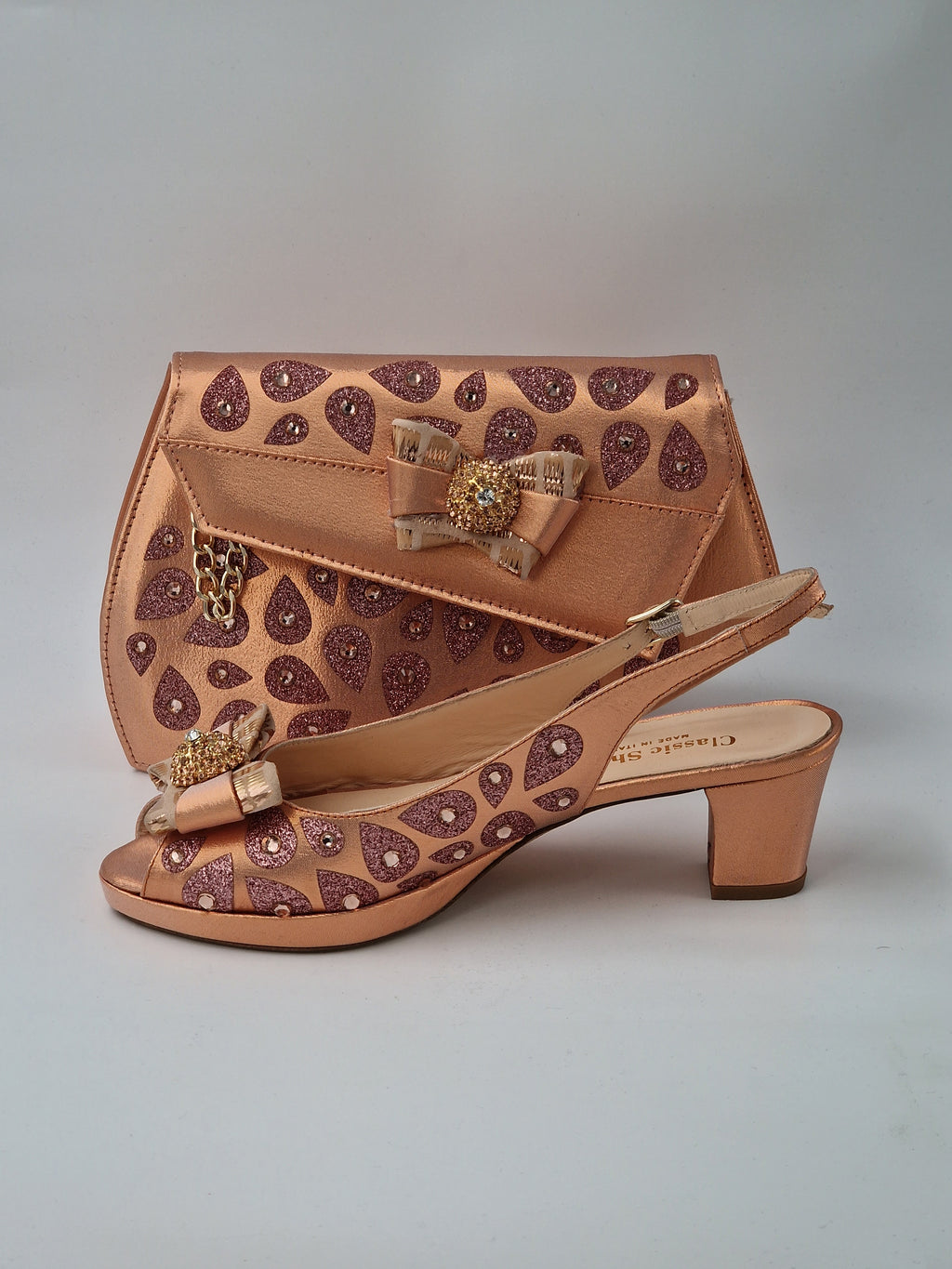 Rose Gold 'Glittered Drops' Set - Classic Shoes London