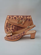 Rose Gold Glittered Drops Set - Italian Shoe and Bag Set - Classic Shoes London