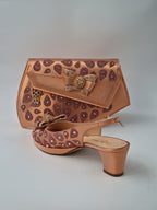 Rose Gold Glittered Drops Set - Italian Shoe and Bag Set - Classic Shoes London