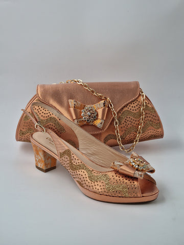 Rose Gold 'Glittered Stroke' Set - Classic Shoes London