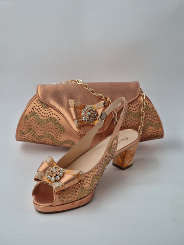 Rose Gold 'Glittered Stroke' Set - Classic Shoes London