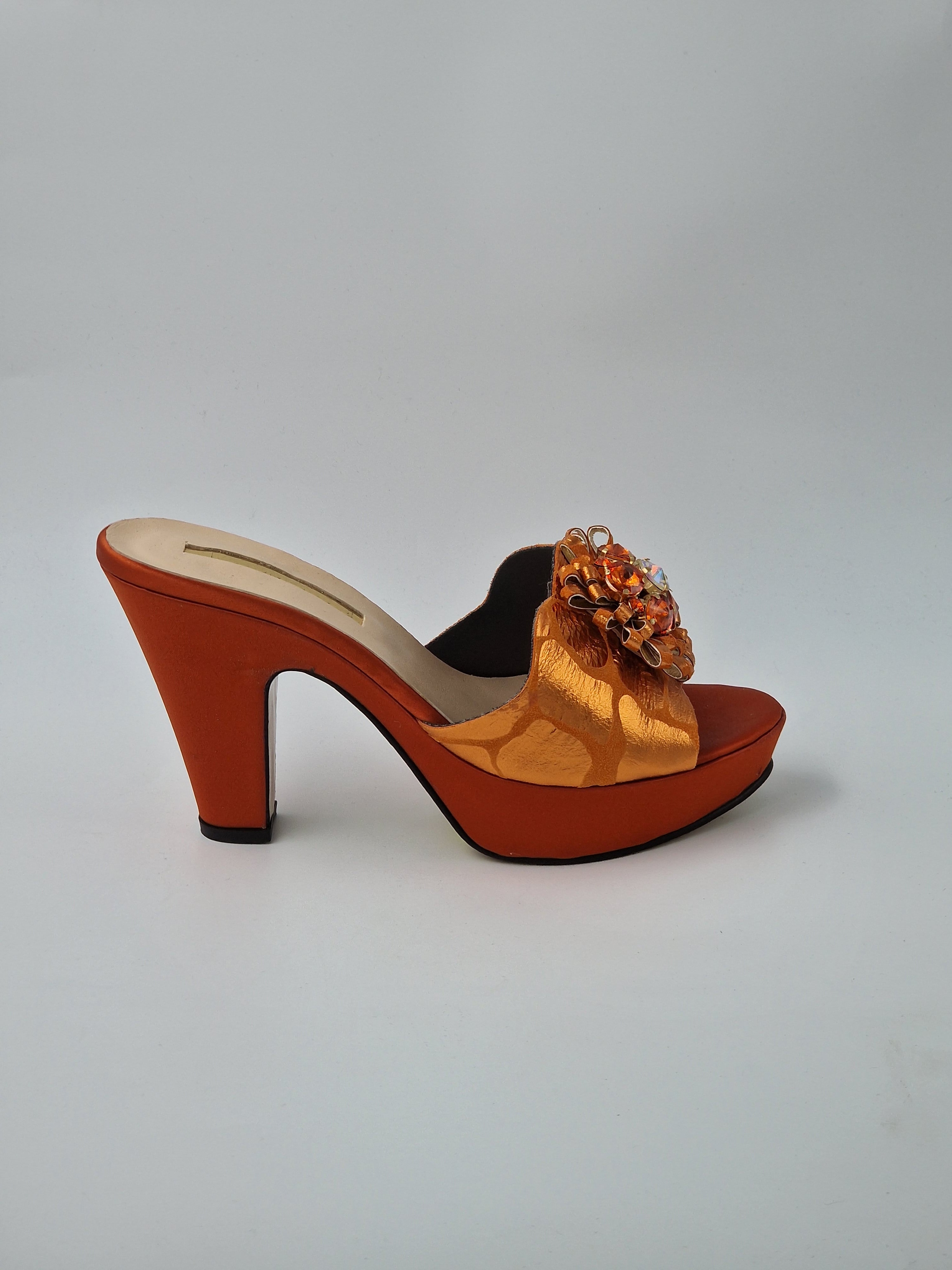 Burnt Orange 'Patterned' High Slippers - Classic Shoes London