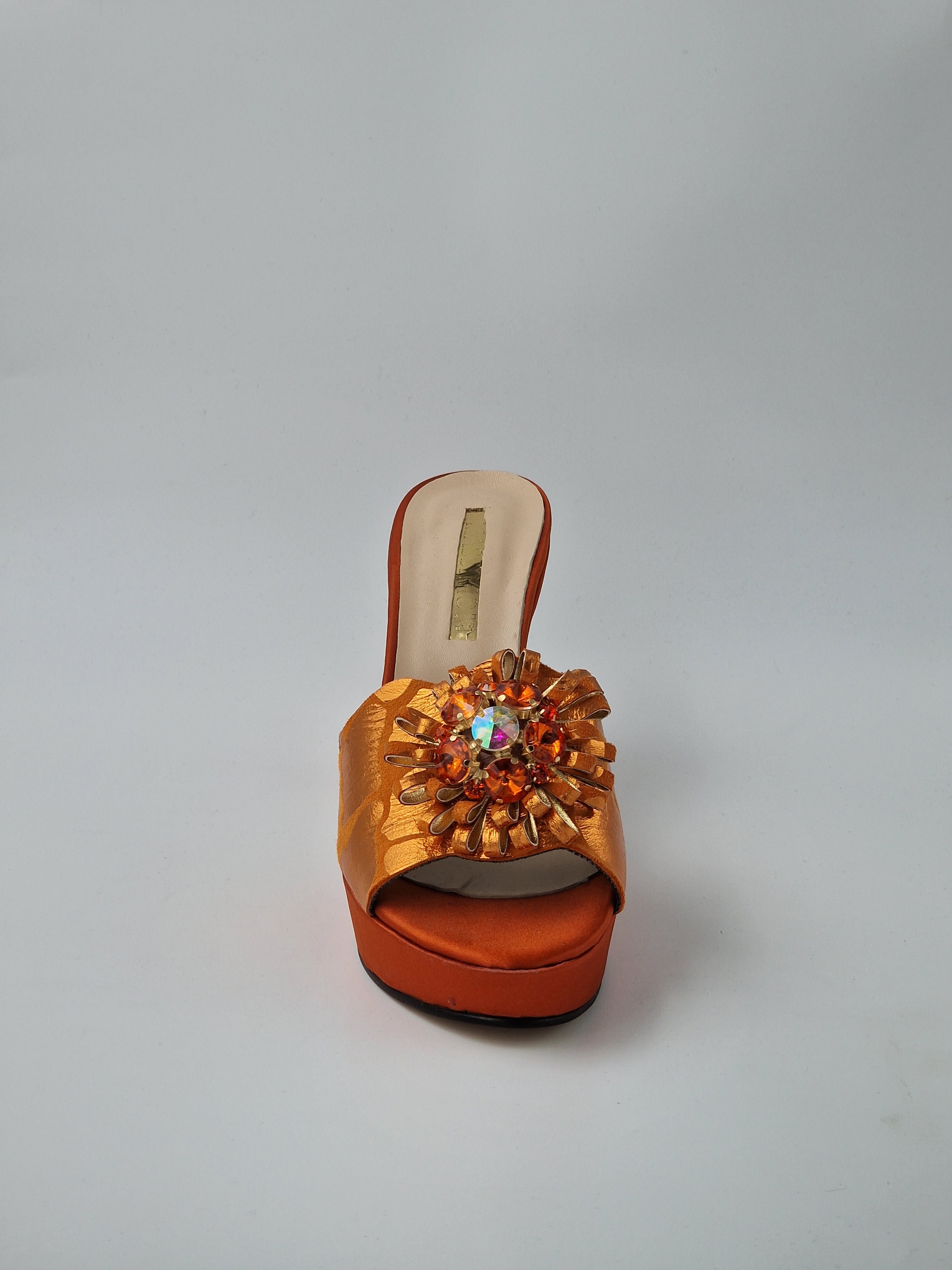 Burnt Orange 'Patterned' High Slippers - Classic Shoes London