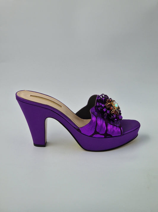 Purple 'Patterned' High Slippers - Classic Shoes London