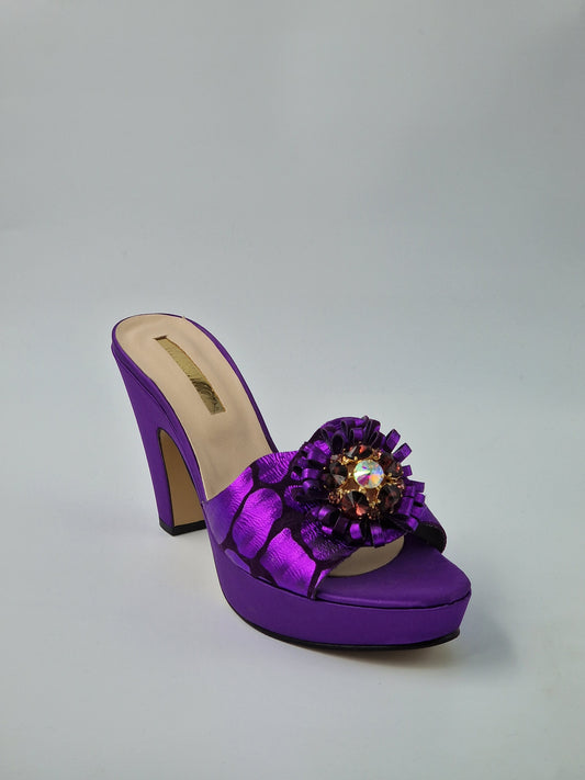 Purple 'Patterned' High Slippers - Classic Shoes London