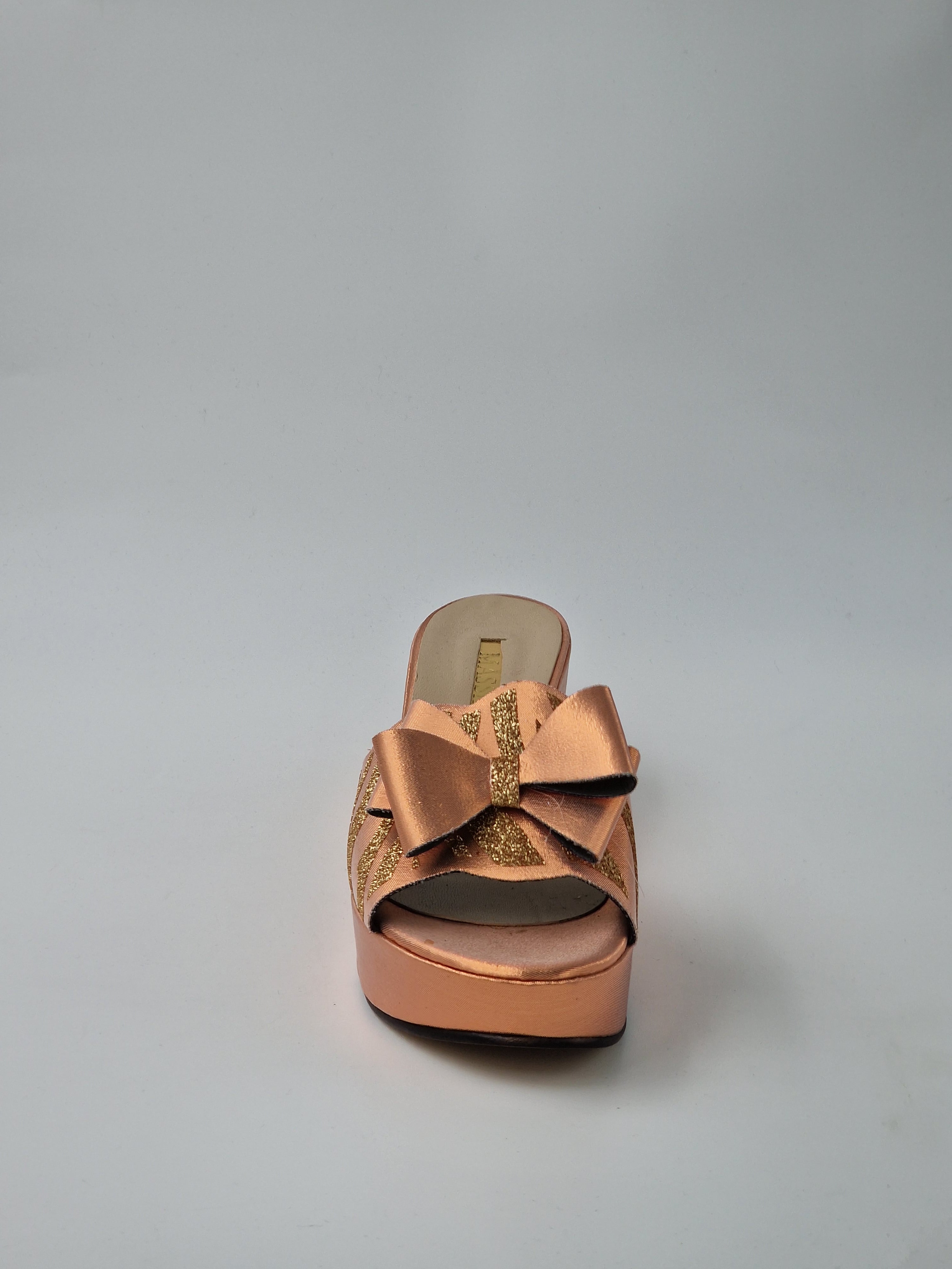 Rose Gold 'Glittered Bow' Low Slippers - Classic Shoes London